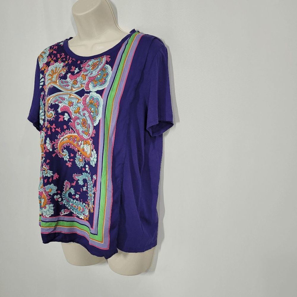 Anthropologie Maeve Maddie Purple Flower Printed Top Size Small